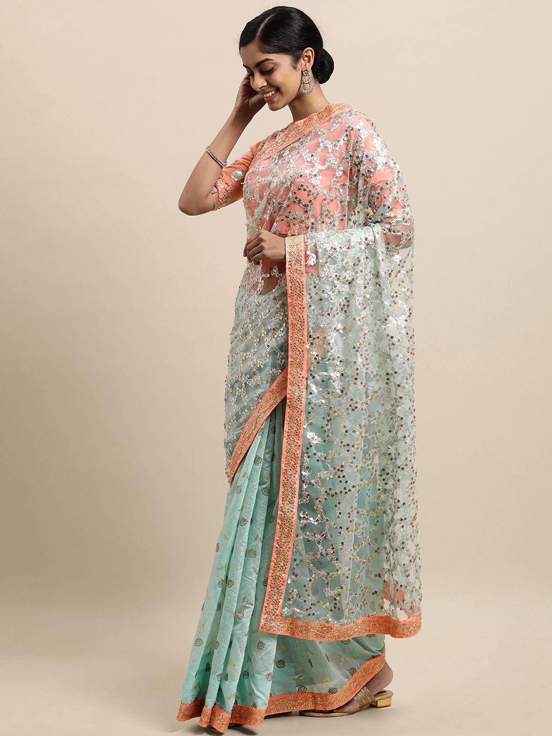 ethnovog mauve  blue embellished saree