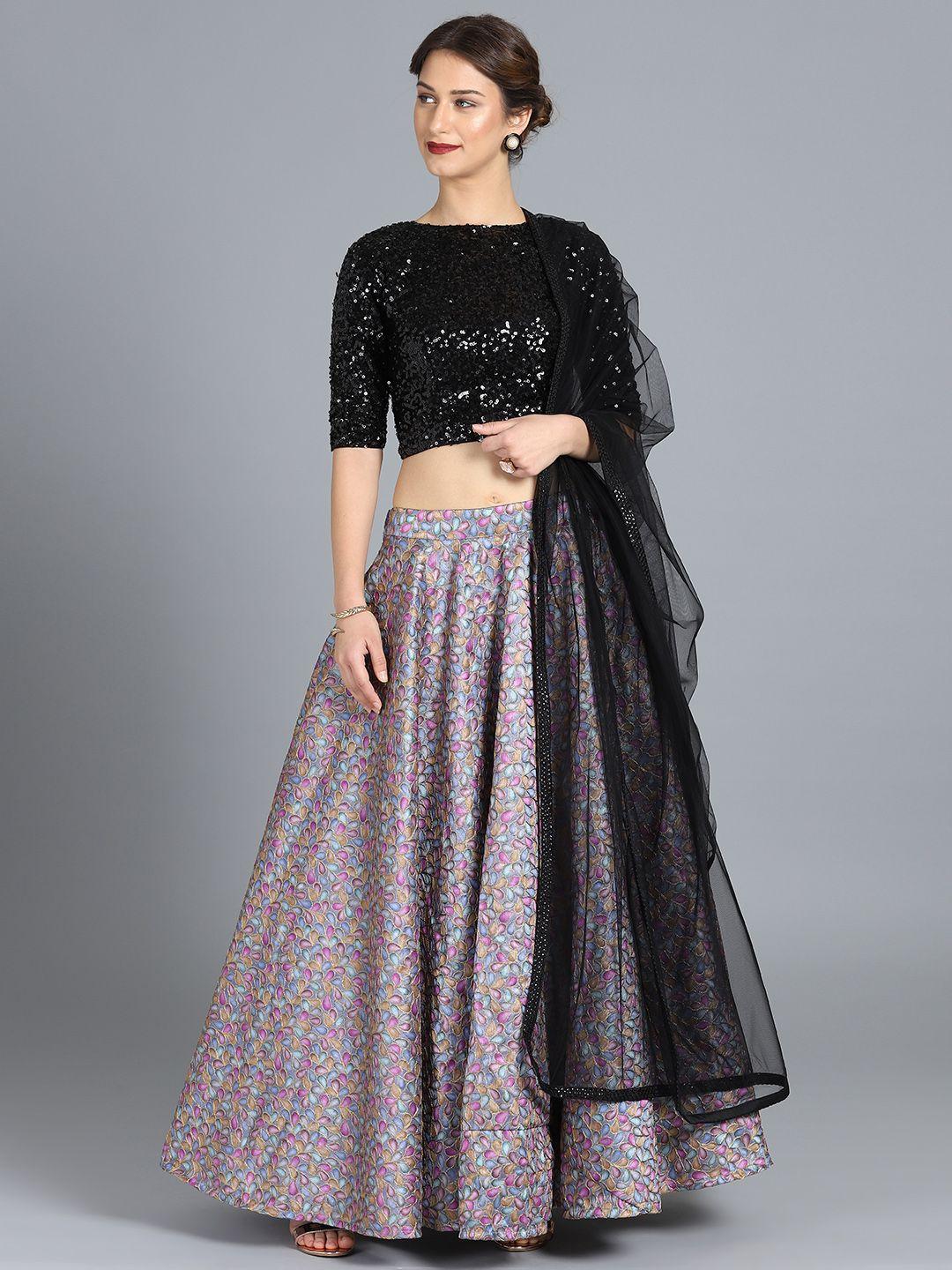 ethnovog multi-coloured embroidered made to measure lehenga choli with dupatta