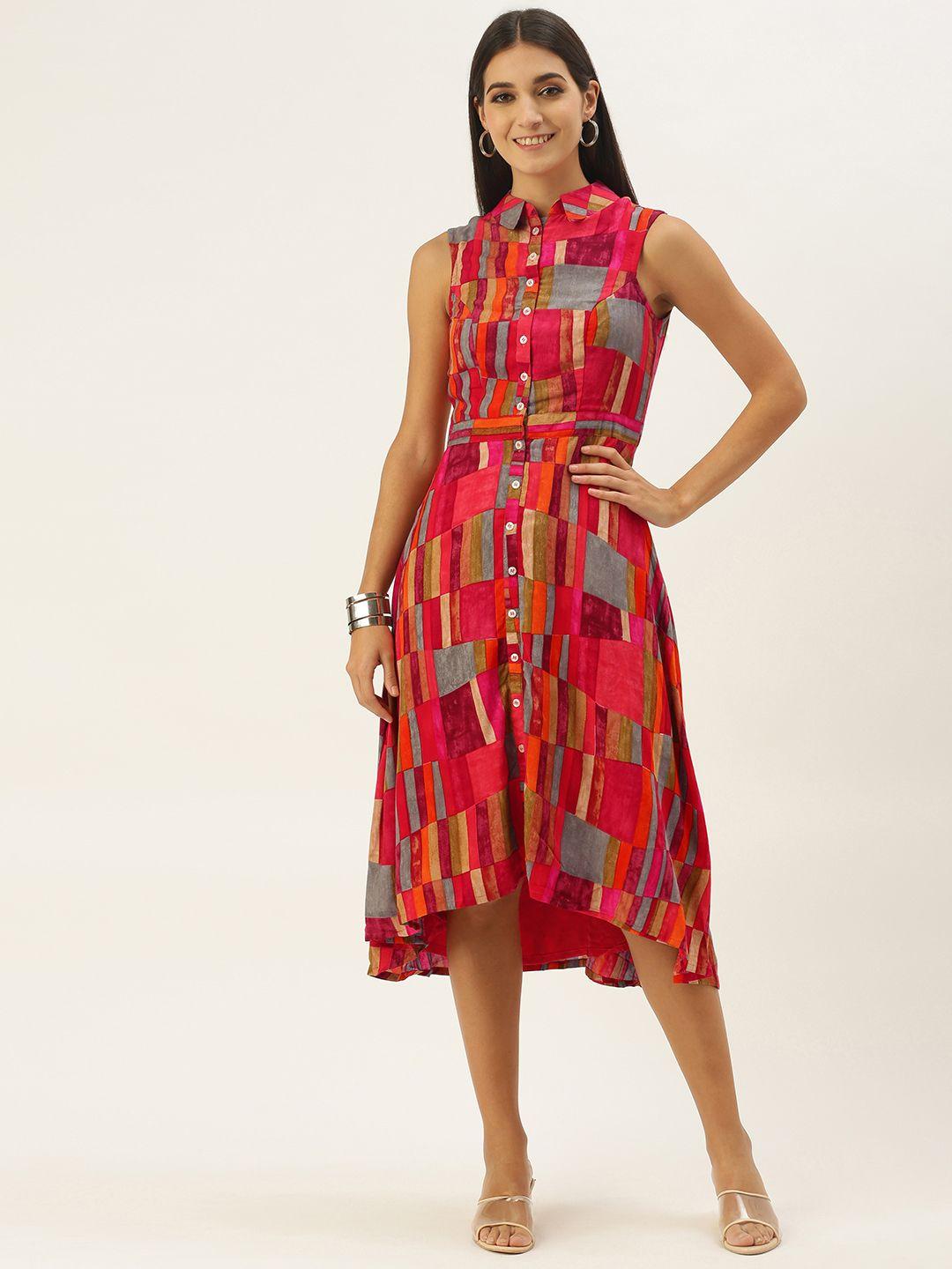 ethnovog multicoloured a-line midi dress