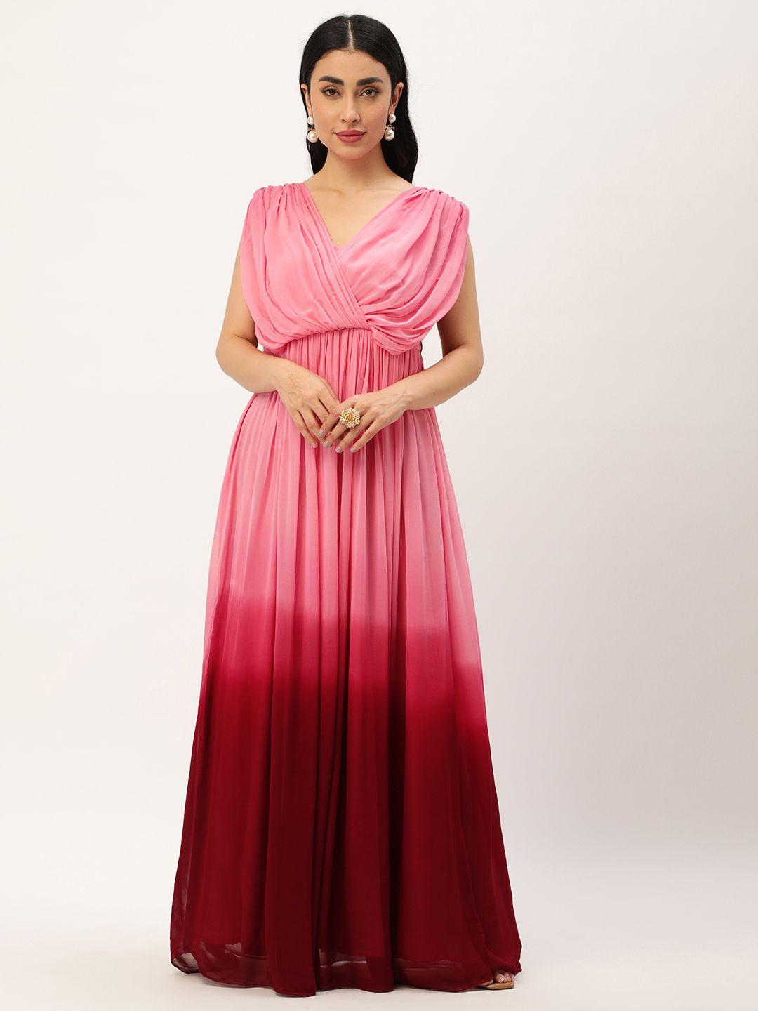 ethnovog ombre dyed georgette maxi dress