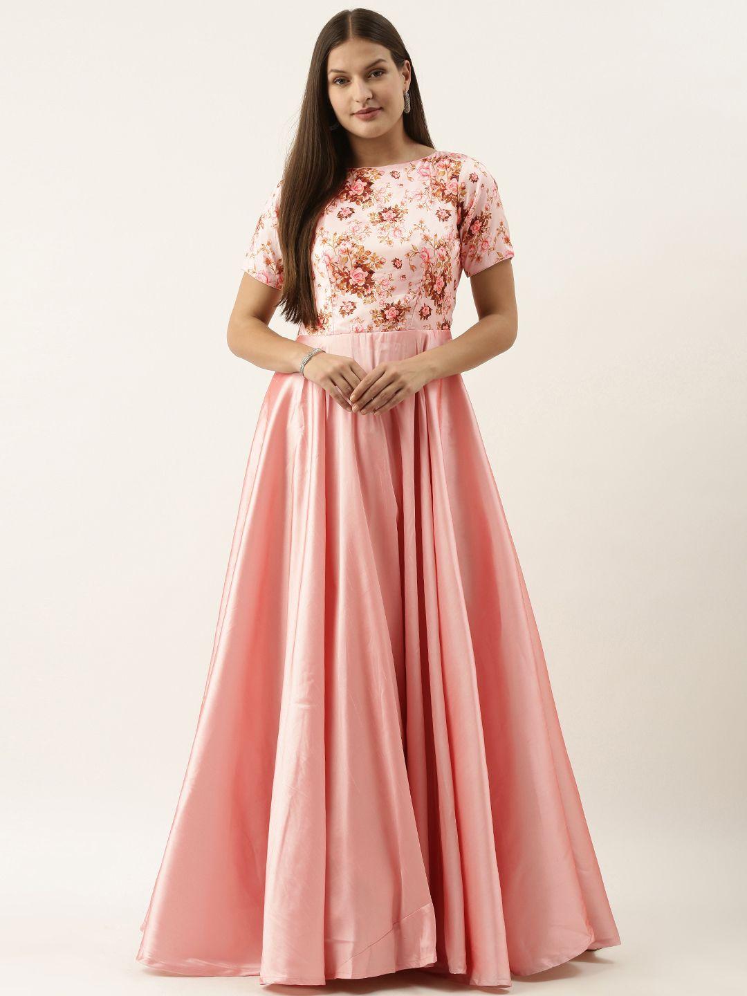 ethnovog pink floral printed gown