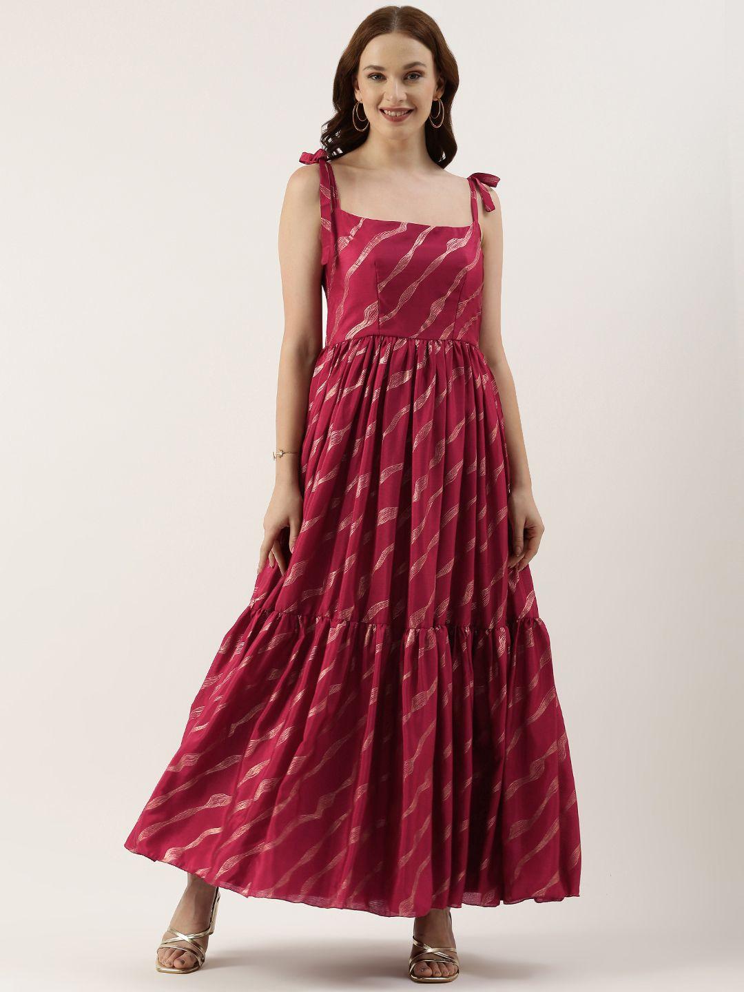 ethnovog printed pleated maxi dress