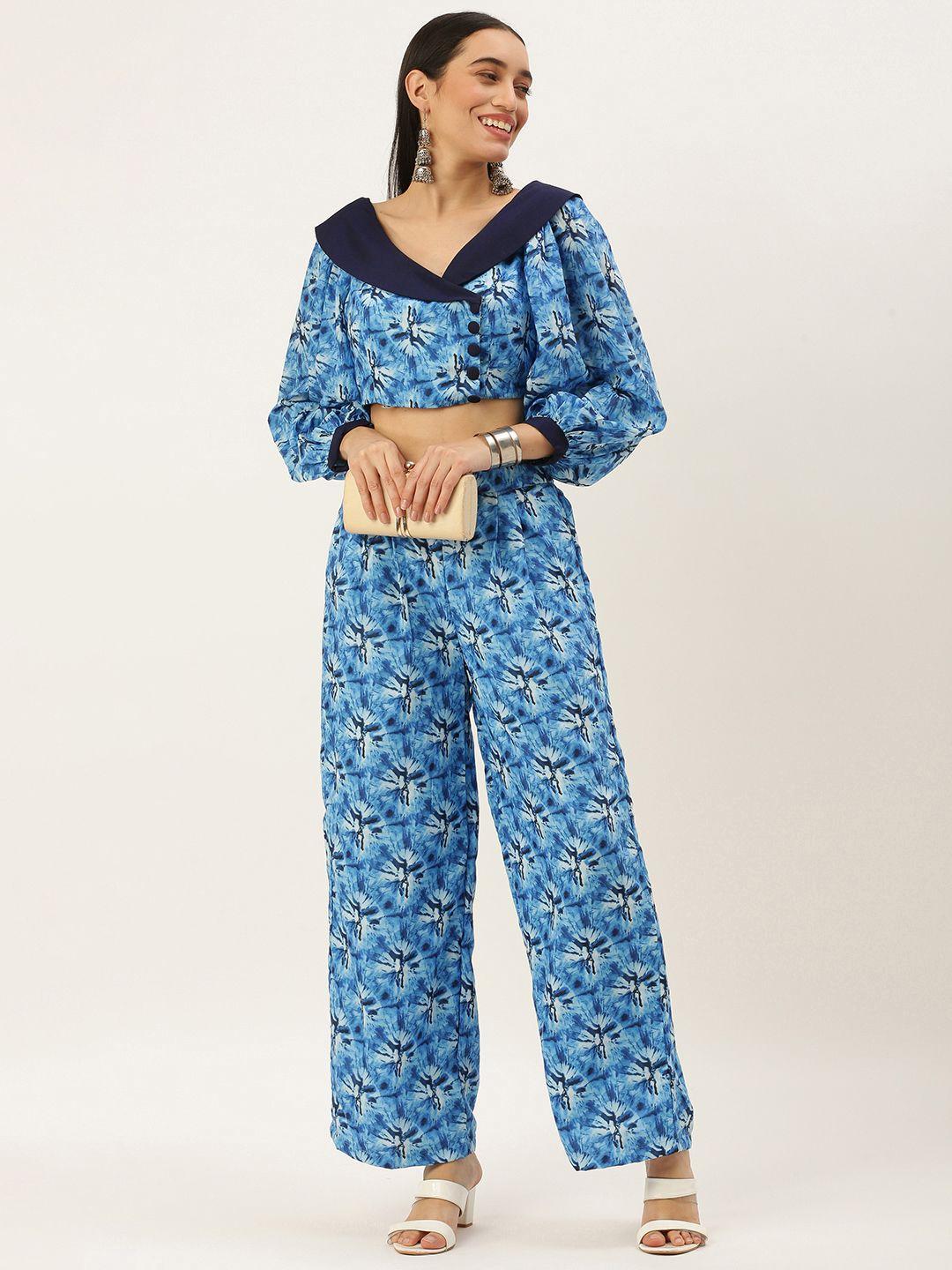 ethnovog ready to wear blue muslin co ords set