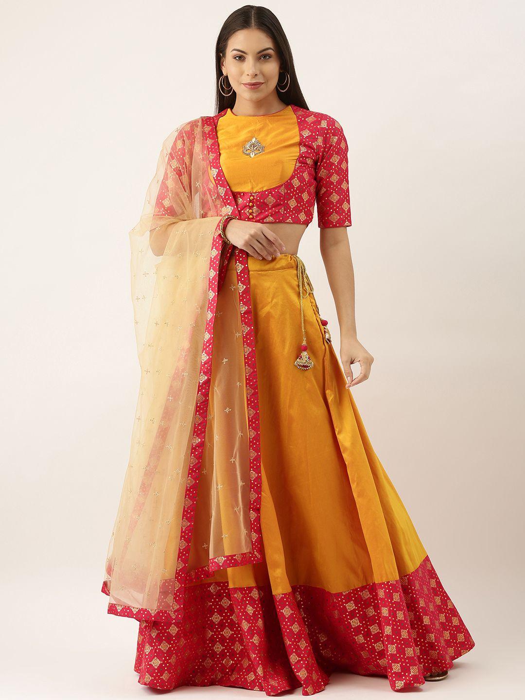 ethnovog red  yellow embellished zardozi made to measure lehenga  blouse with dupatta