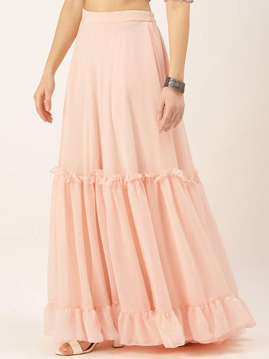 ethnovog ruffled georgette tiered maxi skirt