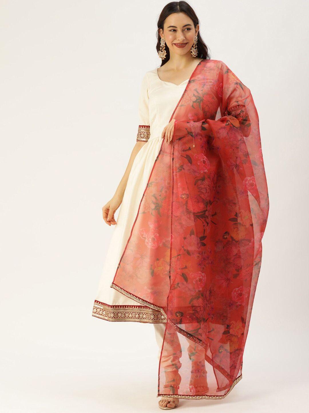 ethnovog sequined anarkali kurta with churidar & dupatta