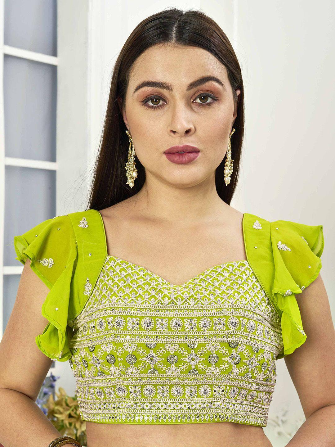 ethnovog sequinned sweetheart-neck saree blouse