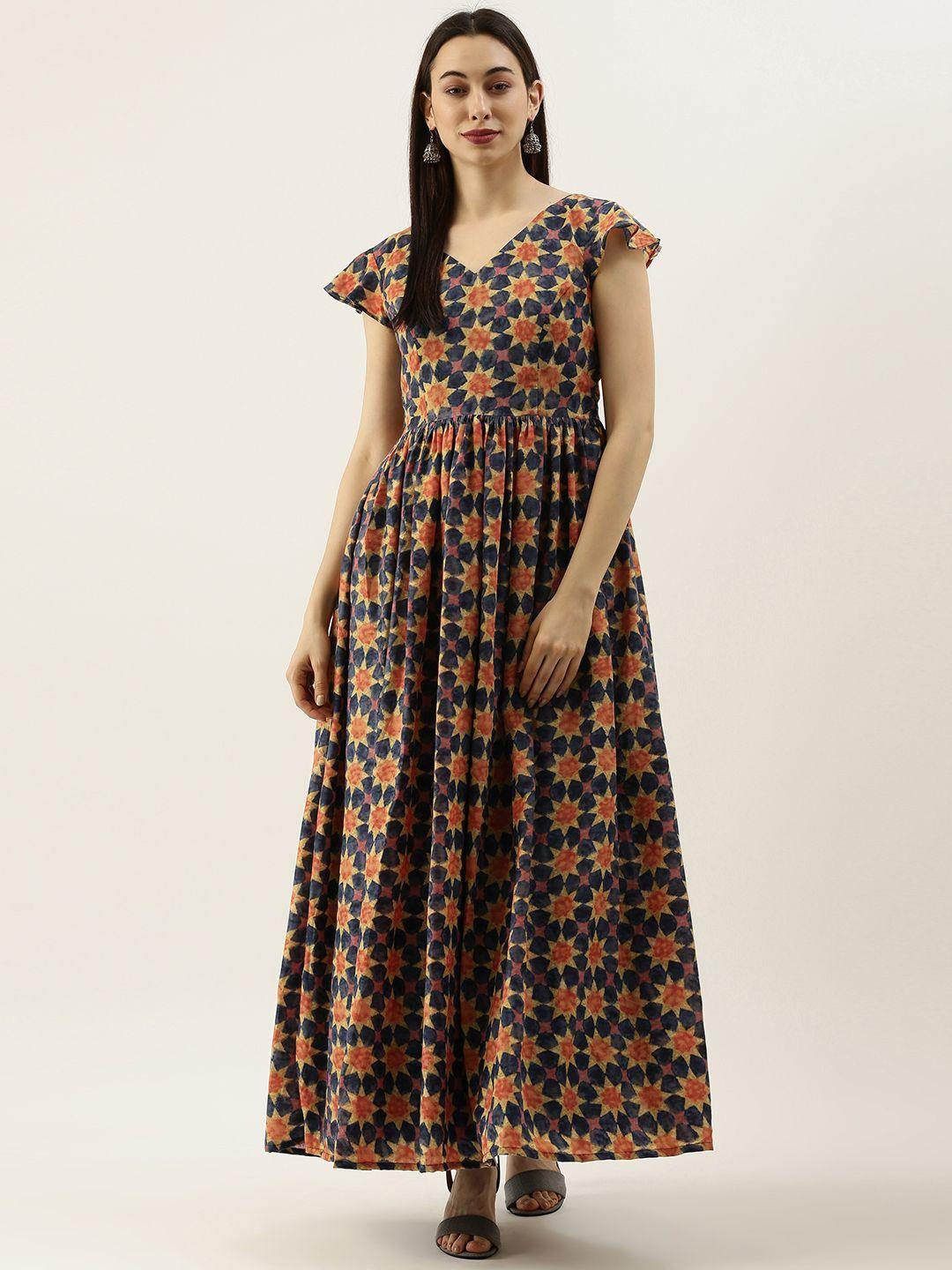 ethnovog women multicoloured made to measure printed maxi dress