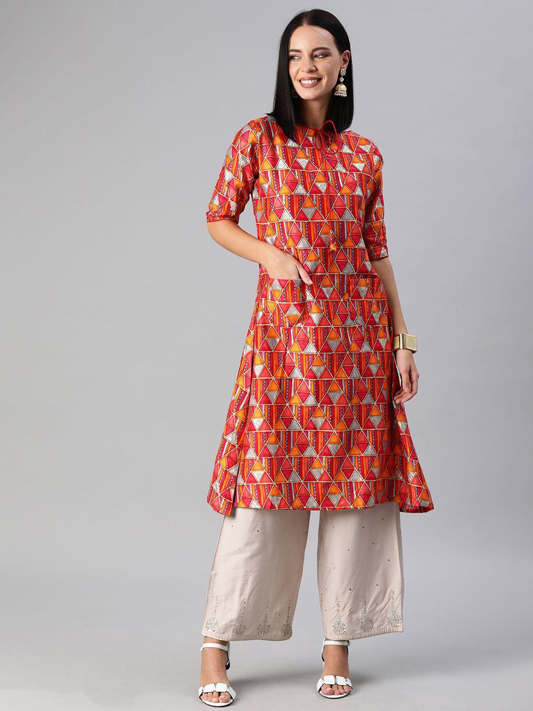 ethnovog women multicoloured printed a-line kurta