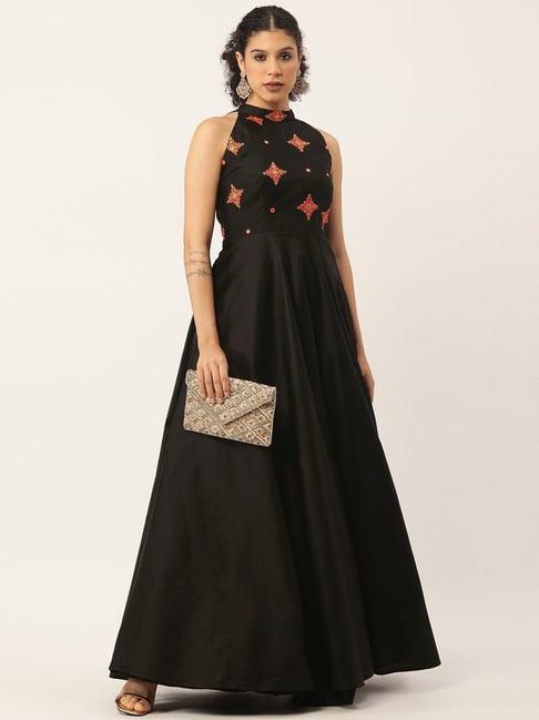 ethnovogue black floral print maxi dress