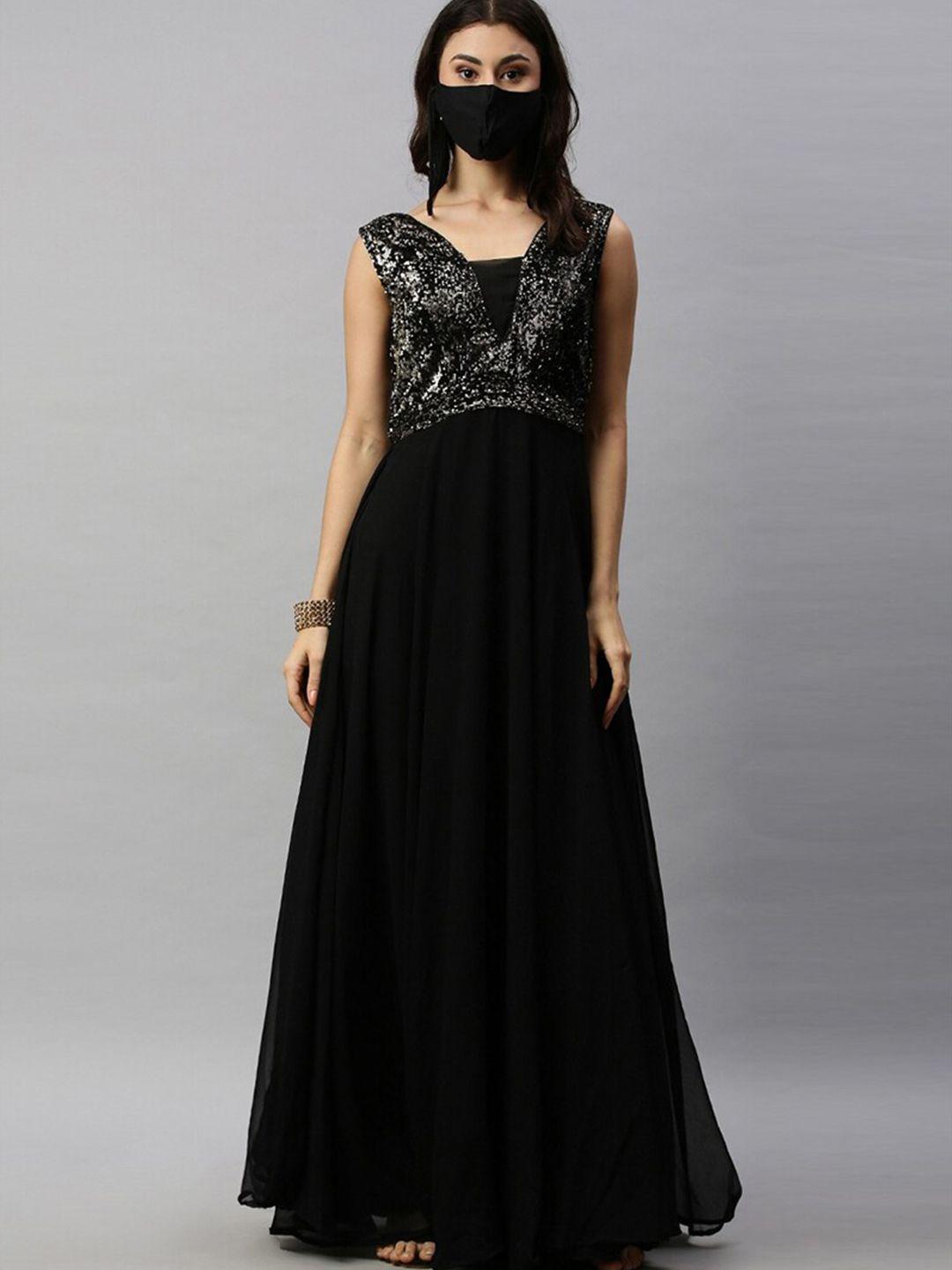 ethnovogue black georgette maxi dress