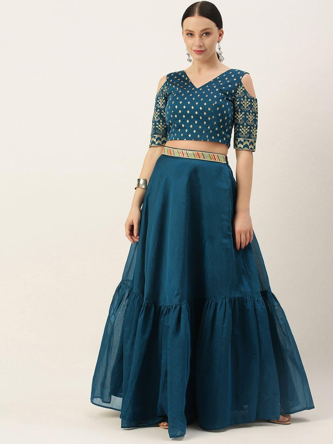 ethnovogue blue made to measure lehenga & blouse