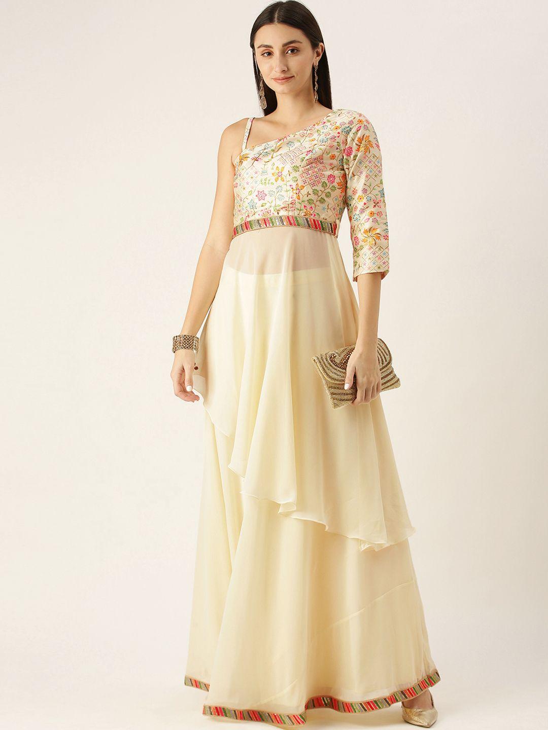 ethnovogue off white printed with embroidery made to measure lehenga choli