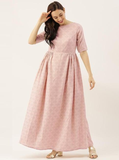 ethnovogue pink printed maxi dress