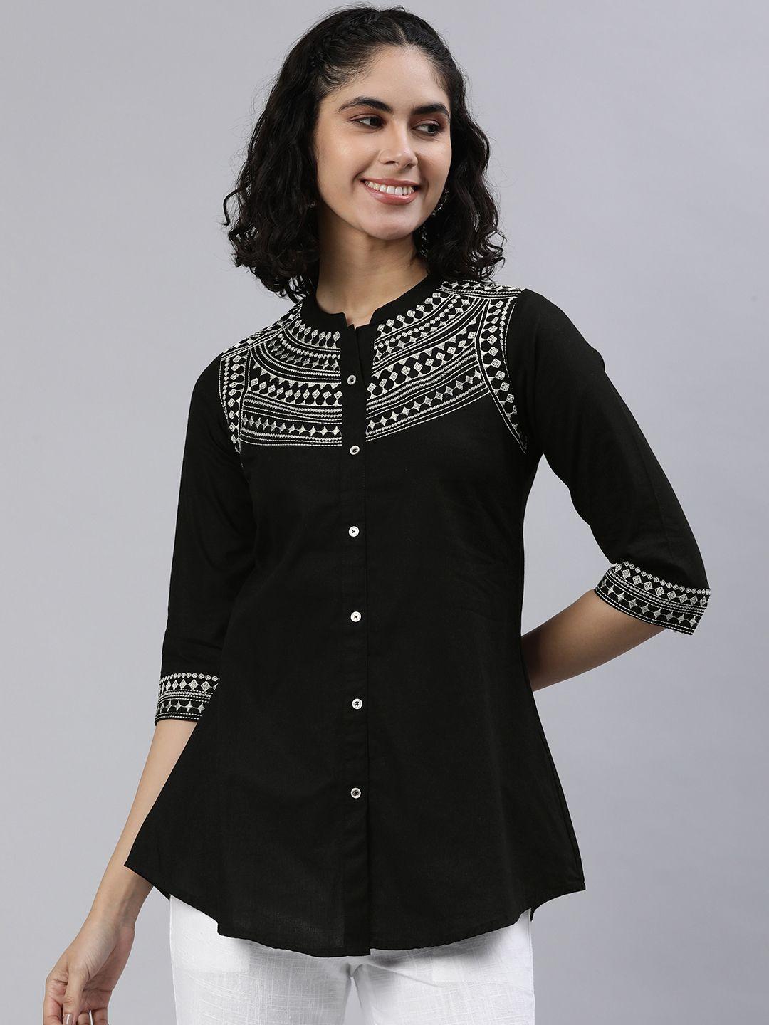 etiquette geometric yoke design pure cotton kurti