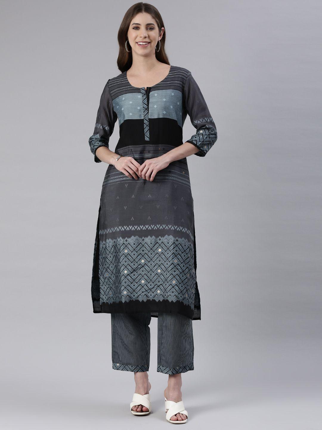 etiquette woven design chanderi silk kurta with trousers