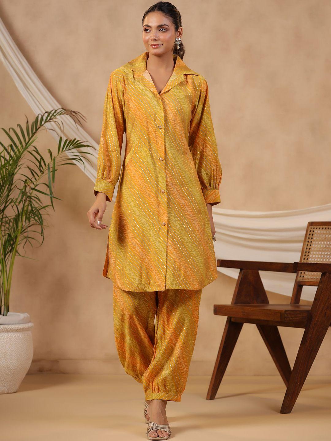 etnicawear ethnic motifs printed pure silk kurta with salwar