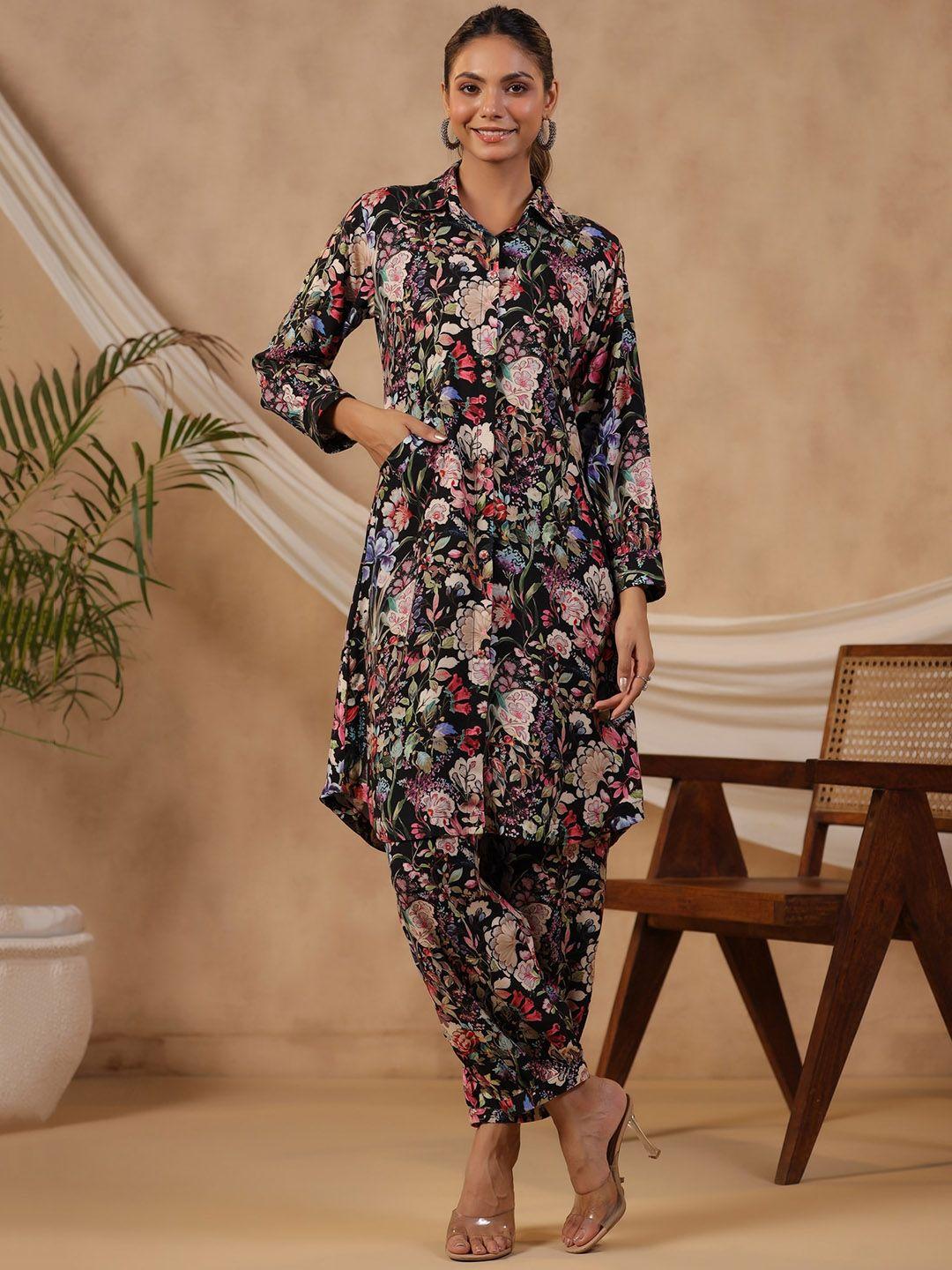 etnicawear floral printed top & patiala kurta sets