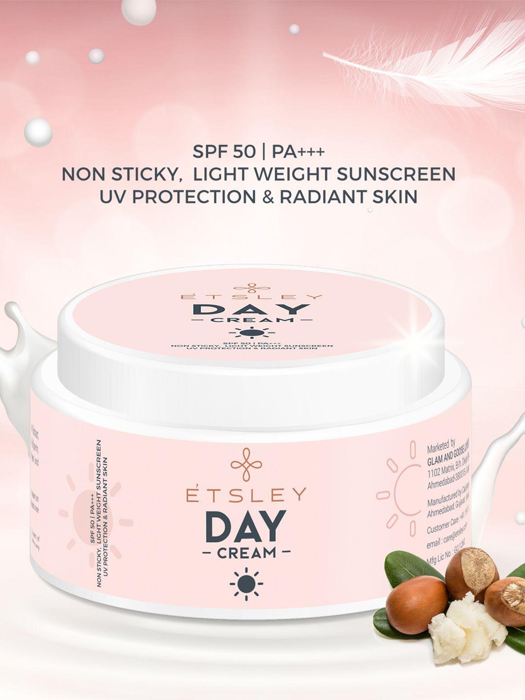 etsley natural day cream-uv protection & radiance skin|spf 50 pa+++ sunscreen 50gm