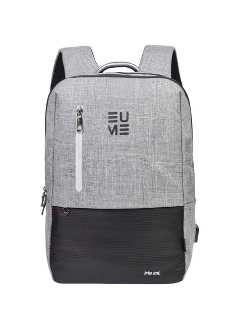 eume 23 ltrs grey & black medium laptop backpack