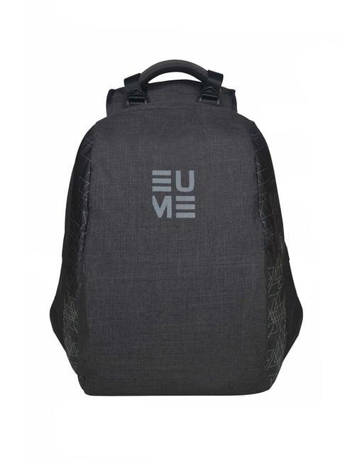 eume 26 ltrs grey & black medium laptop backpack