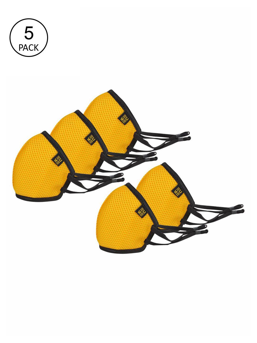 eume pack of 5 yellow solid 3 ply protective outdoor mask