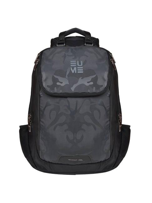 eume 29 ltrs grey & black medium laptop backpack