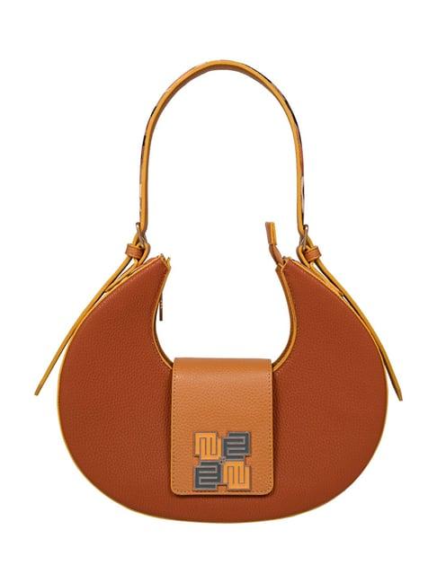 eume chestnut tangerine camo vegan leather hobo shoulder bag