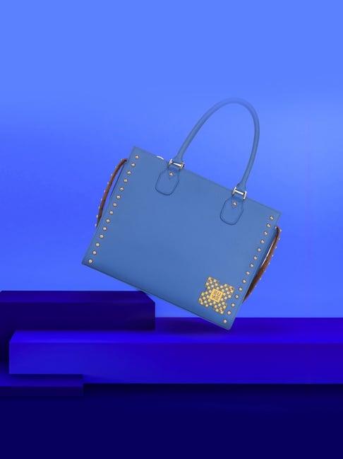 eume daffodil royal blue leather satchel handbag