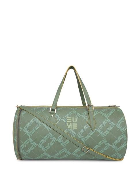 eume dragonfly basil green leather printed duffle bag