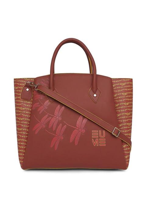 eume dragonfly hot sauce red leather printed handbag