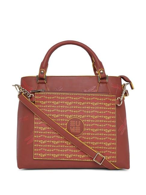 eume dragonfly hot sauce red leather printed handbag