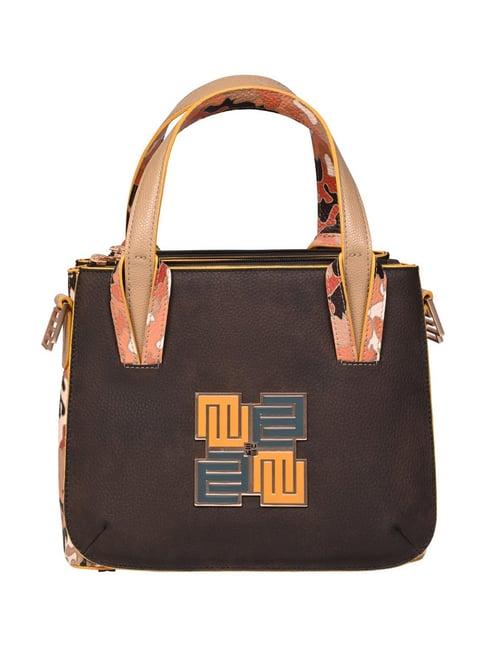 eume marshmallow choco brown camo vegan leather tote bag