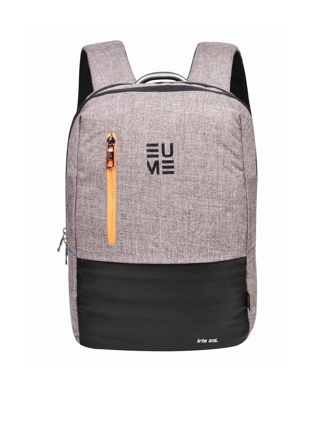 eume unisex brown& black colourblocked backpack