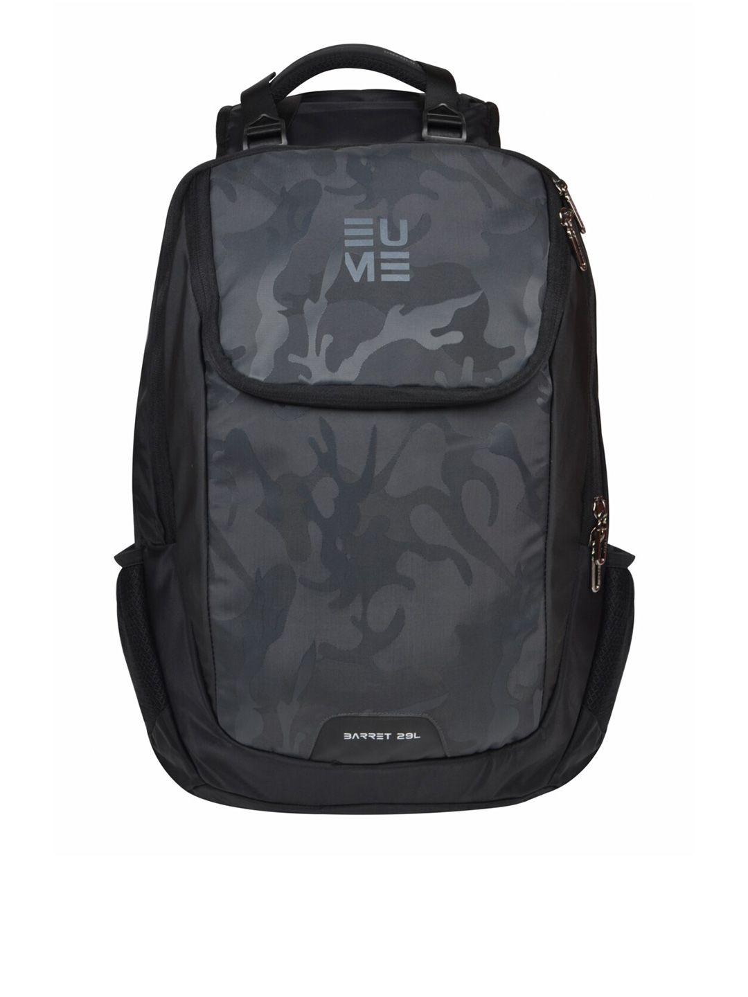 eume unisex grey & black camouflage laptop backpack with hip strap