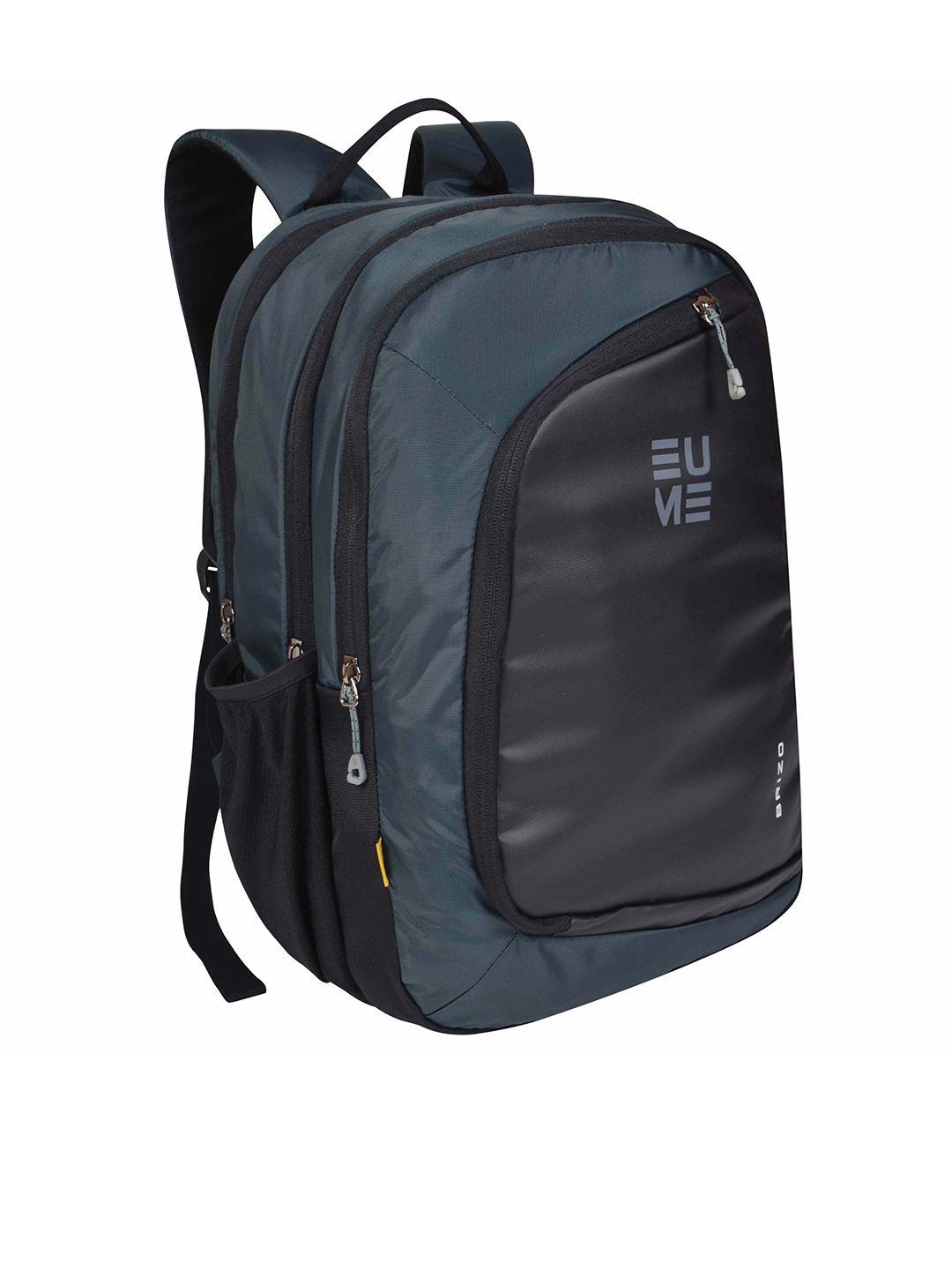 eume unisex grey & black solid nylon backpack