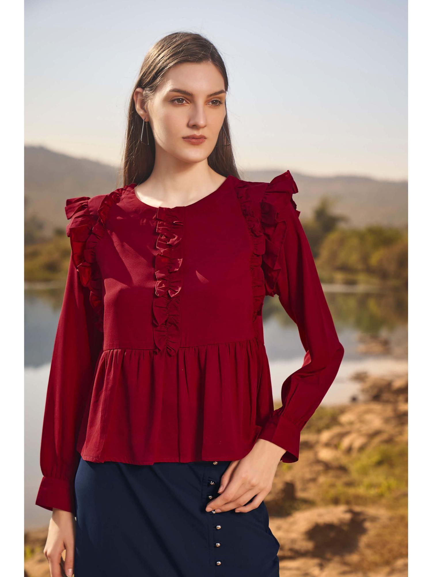 euphoria ruffle detailed peplum top