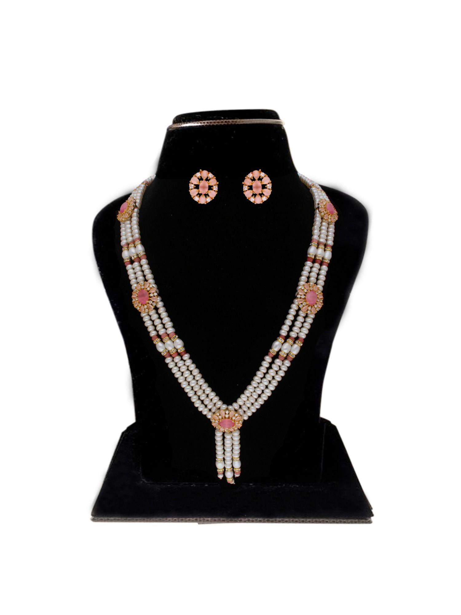 eva 3 line pearl necklace set