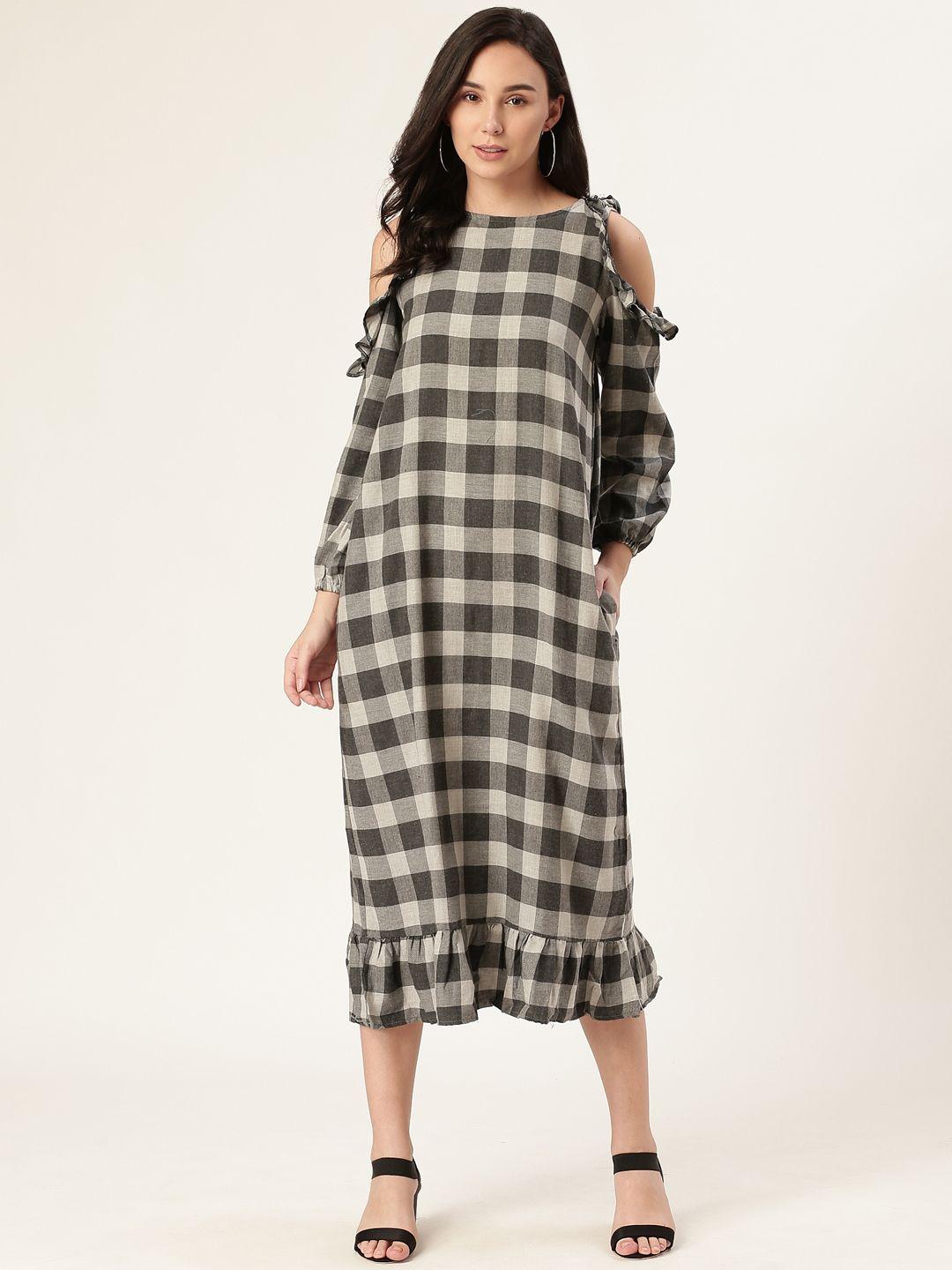 evah london women grey checked shift dress