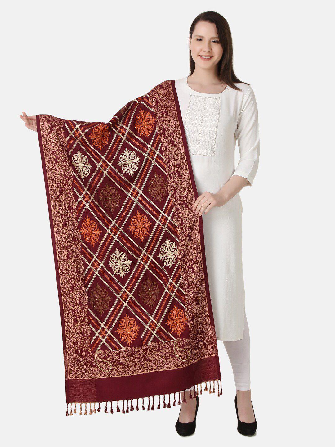 evaz ethnic motifs embroidered woolen shawl