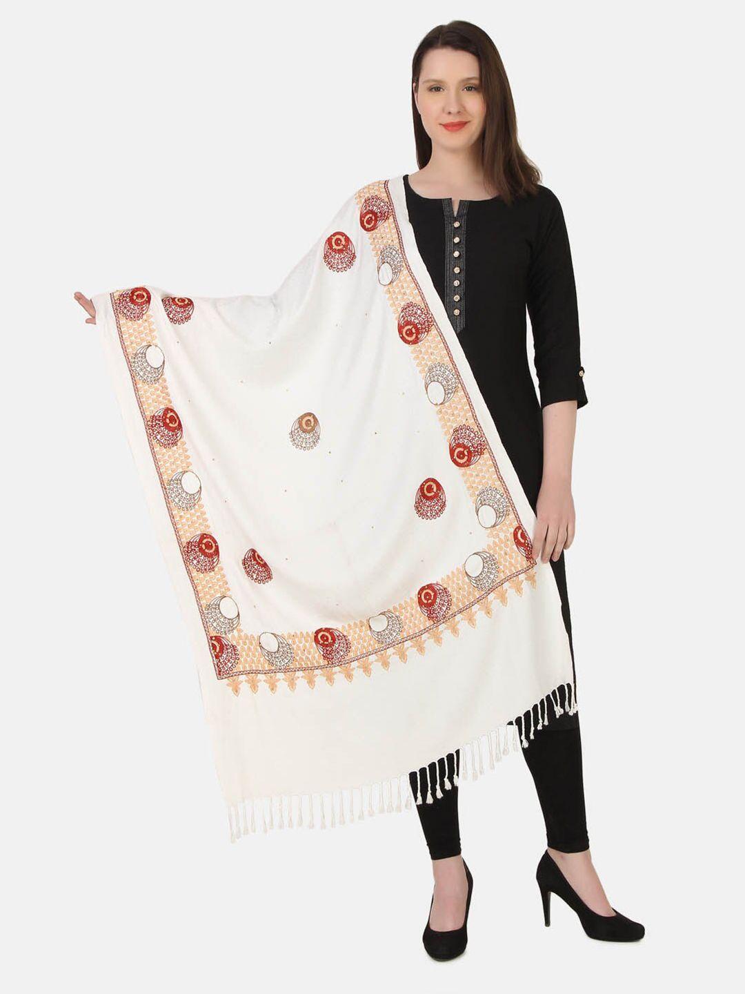 evaz ethnic motifs embroidered woolen stole