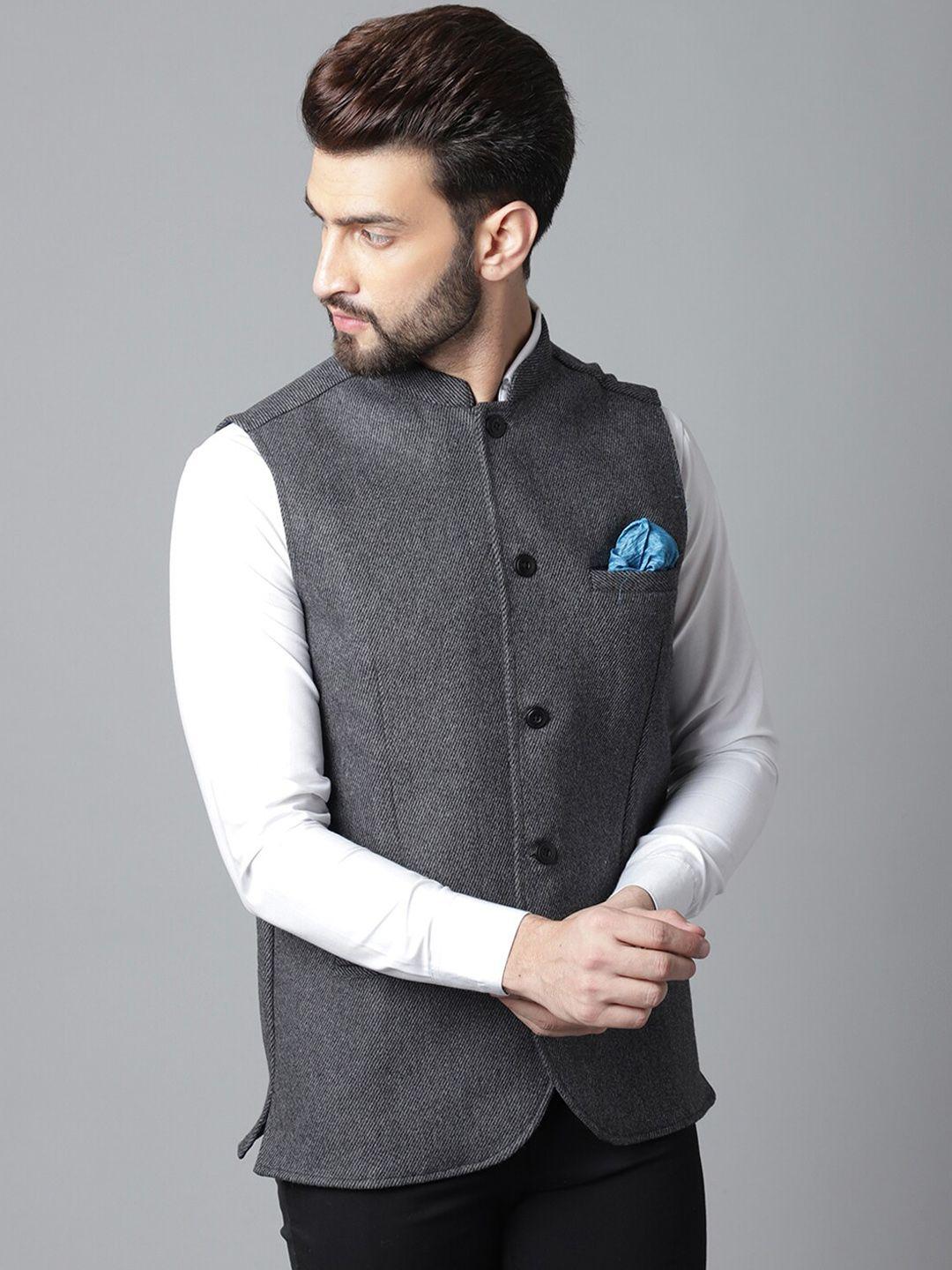 even men woven design pure wool nehru jackets