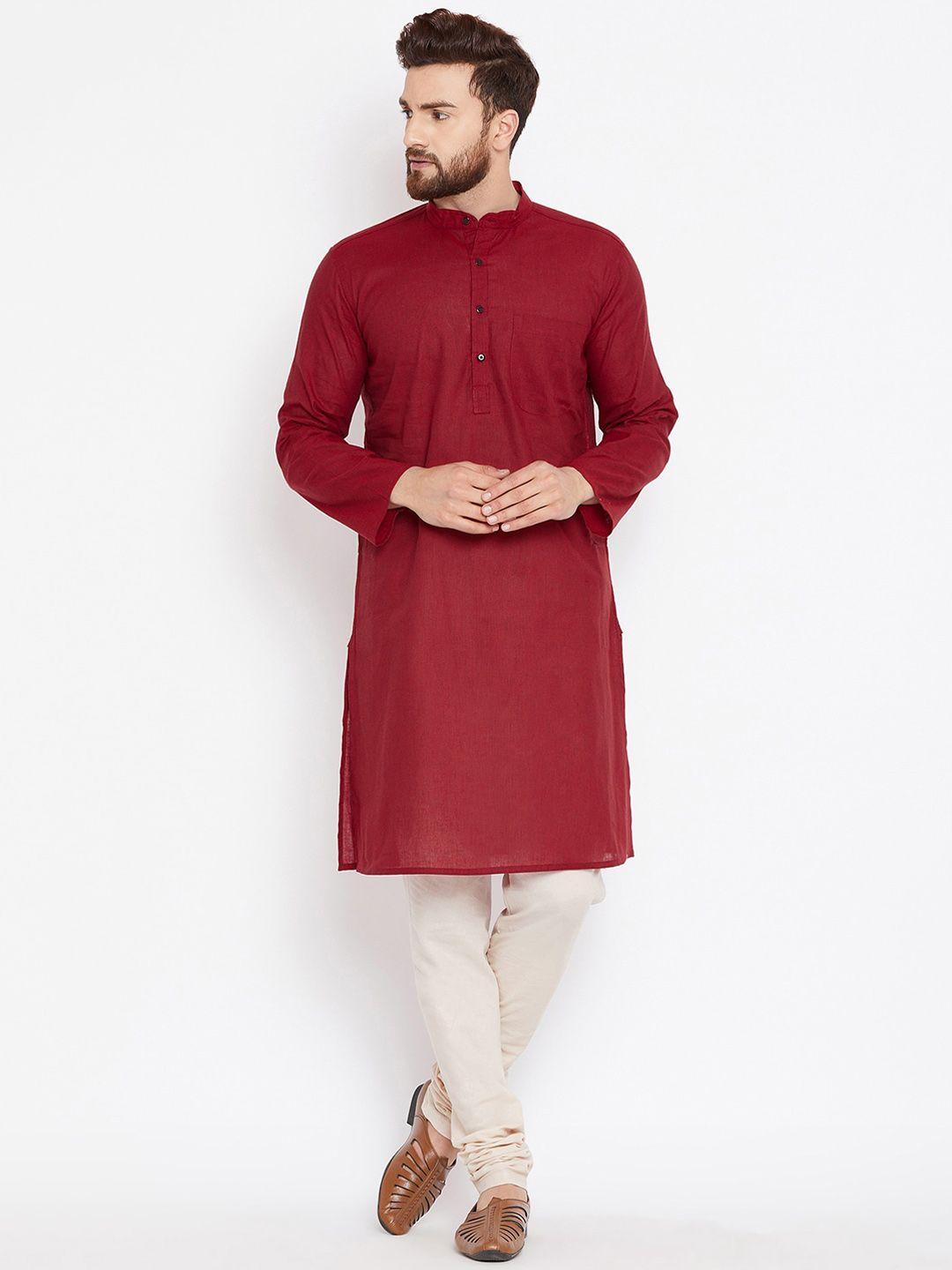 even band collar long sleeves pure cotton kurta