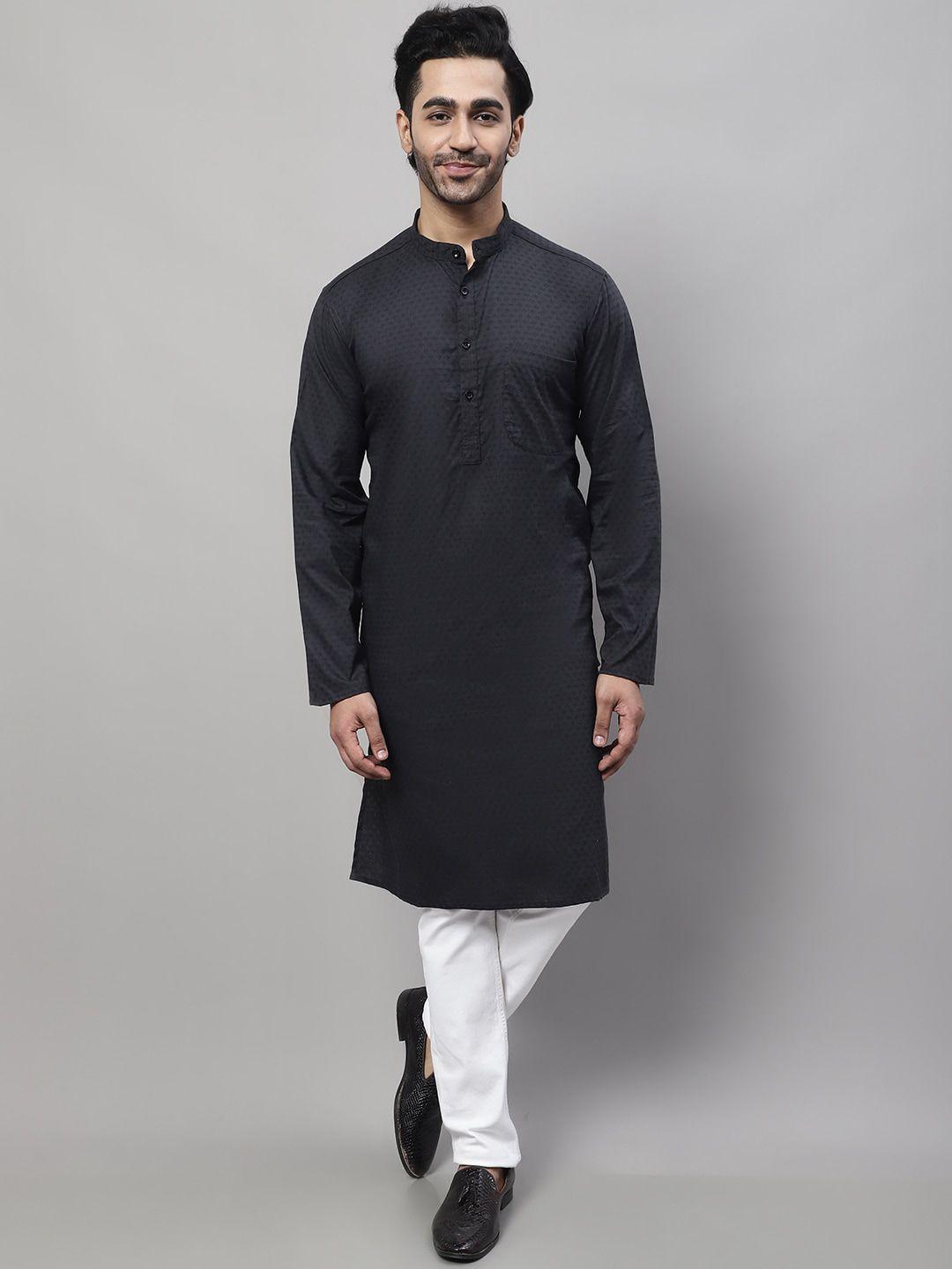 even ethnic motifs woven design thread work straight cotton kurta