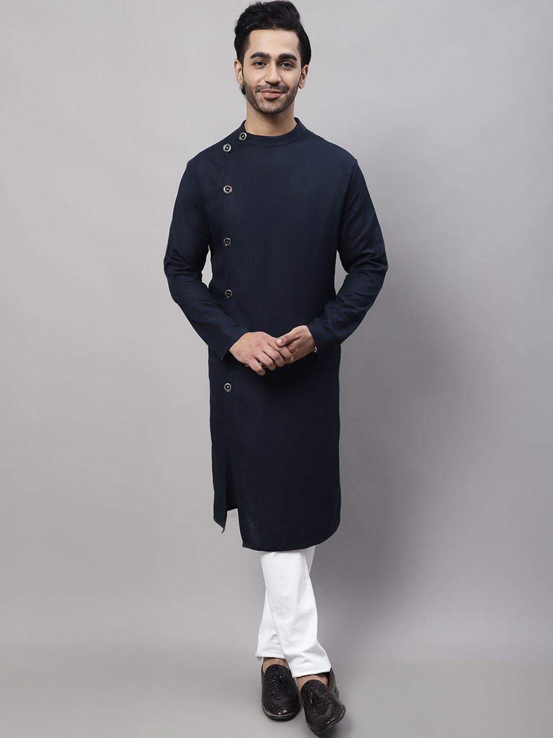 even men blue thread work kurta