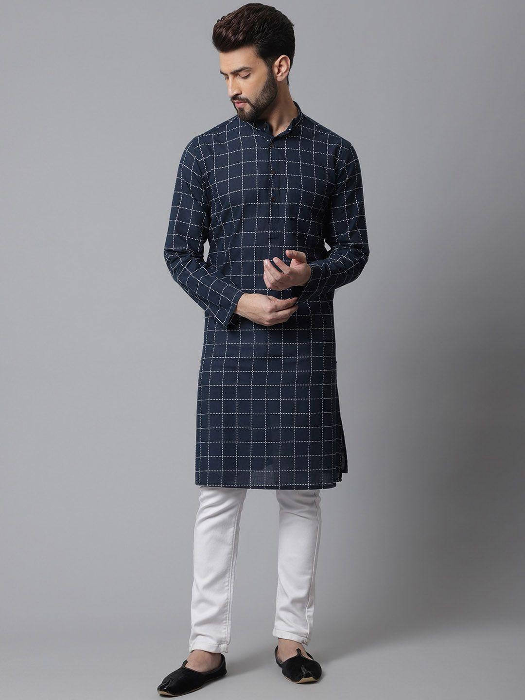 even men cotton checked kurta