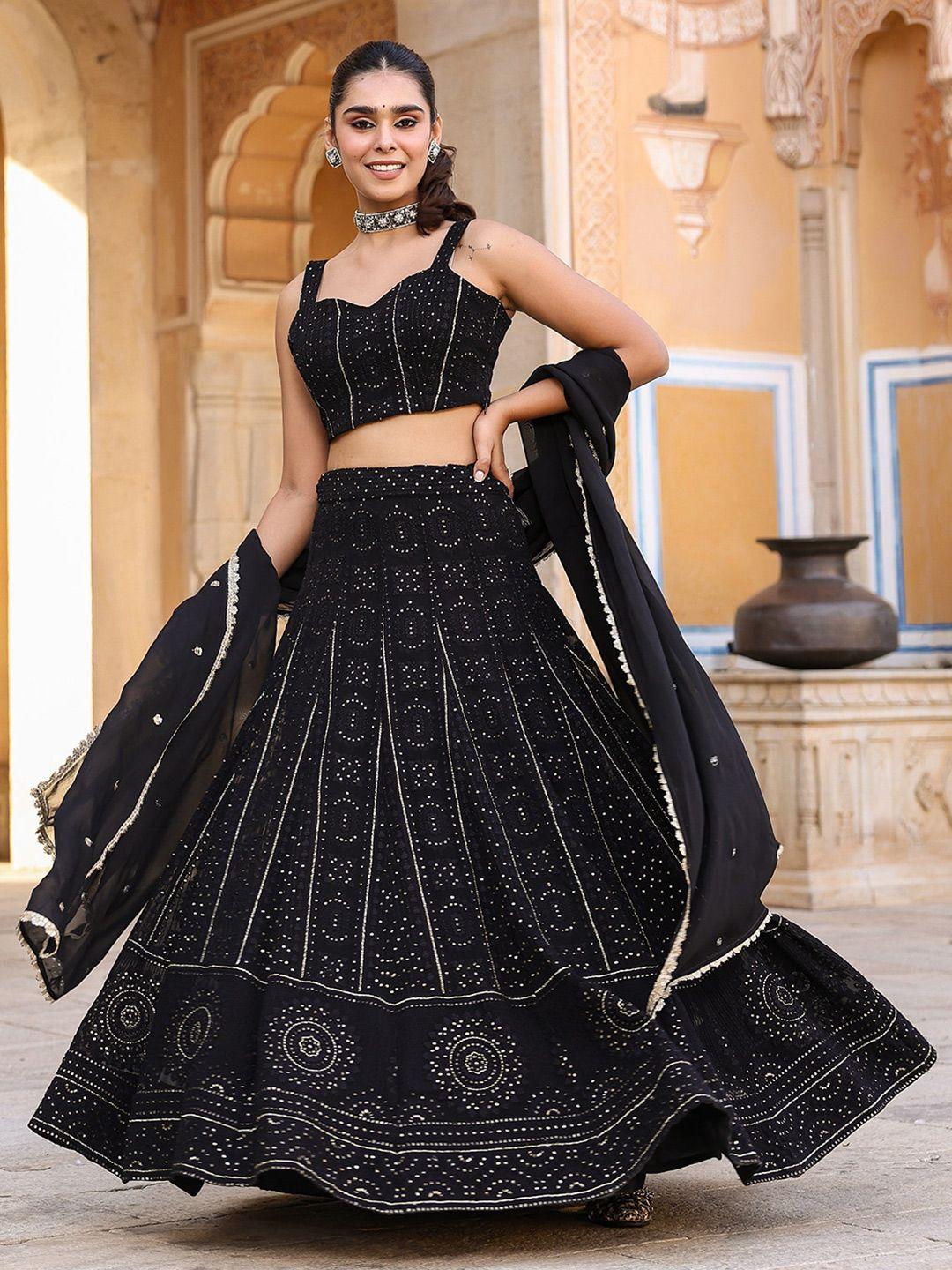 everbloom embroidered thread work ready to wear lehenga & blouse with dupatta