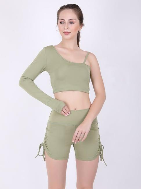 everdion  olive full sleeve crop top