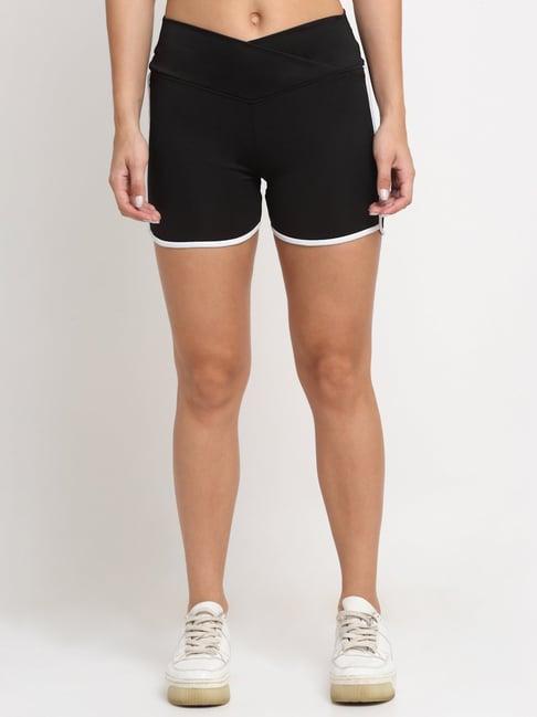 everdion black slim fit sports shorts