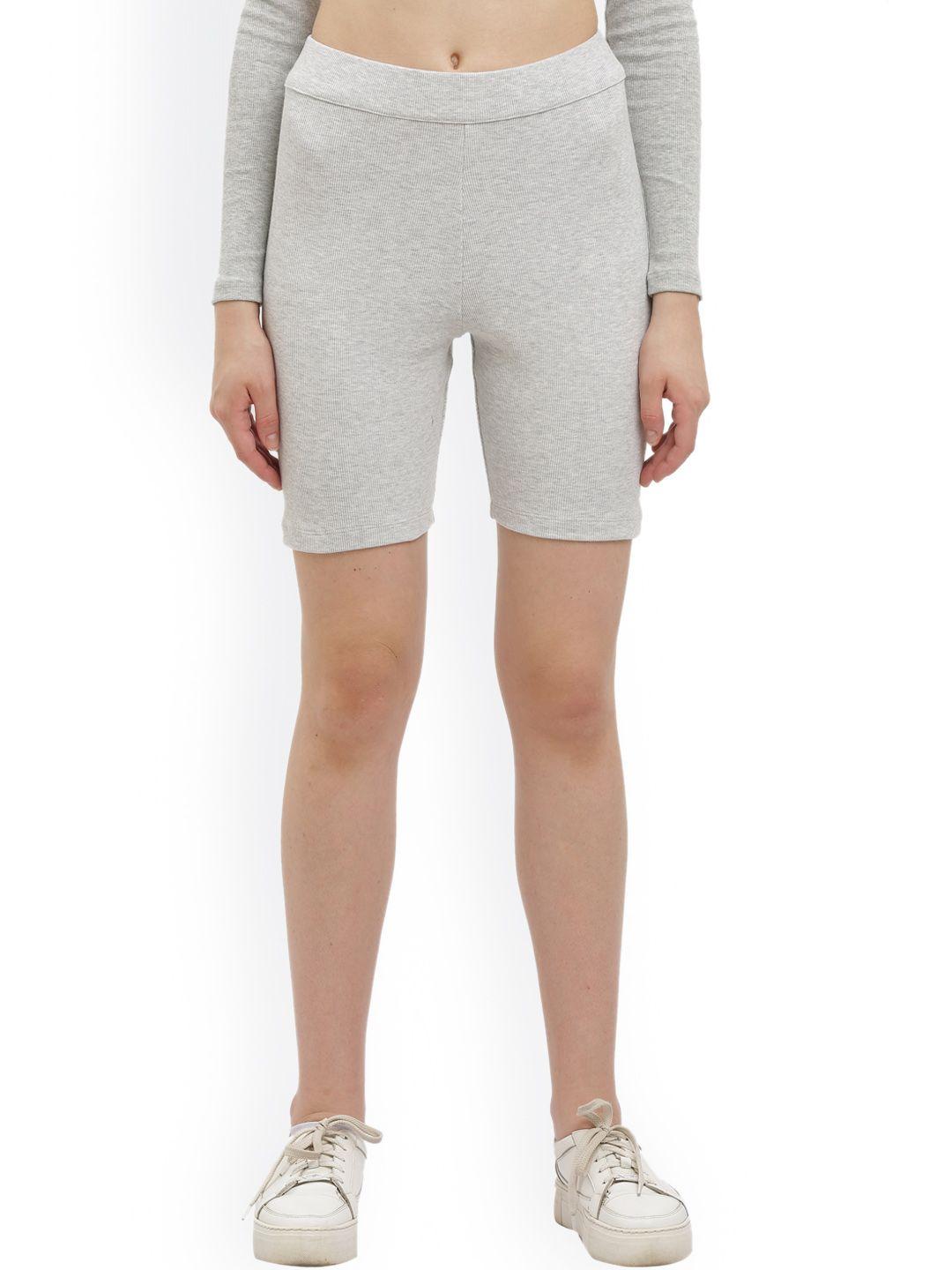 everdion women grey skinny fit yoga shorts
